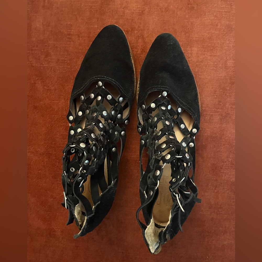 Bird of Flight Black Lattice Studded Booties